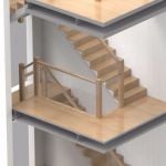 Render Contempoart Oak stair box string glass balustrade